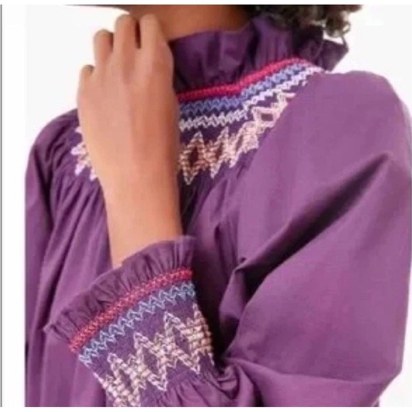 Pomander Place Tuckernuck Plum Smocked Wrenley Mini Dress - Sz Small high neck - Picture 3 of 16